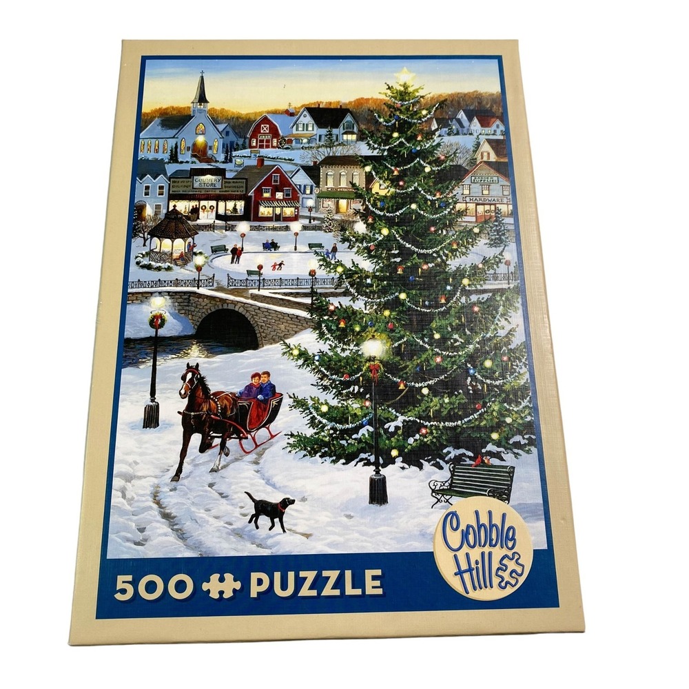 Cobble Hill Village Tree 500 Pieces Christmas Puzzle Complete